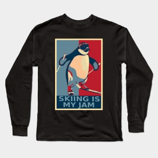 Skiing Is My Jam Funny Penguin Skiing HOPE Long Sleeve T-Shirt